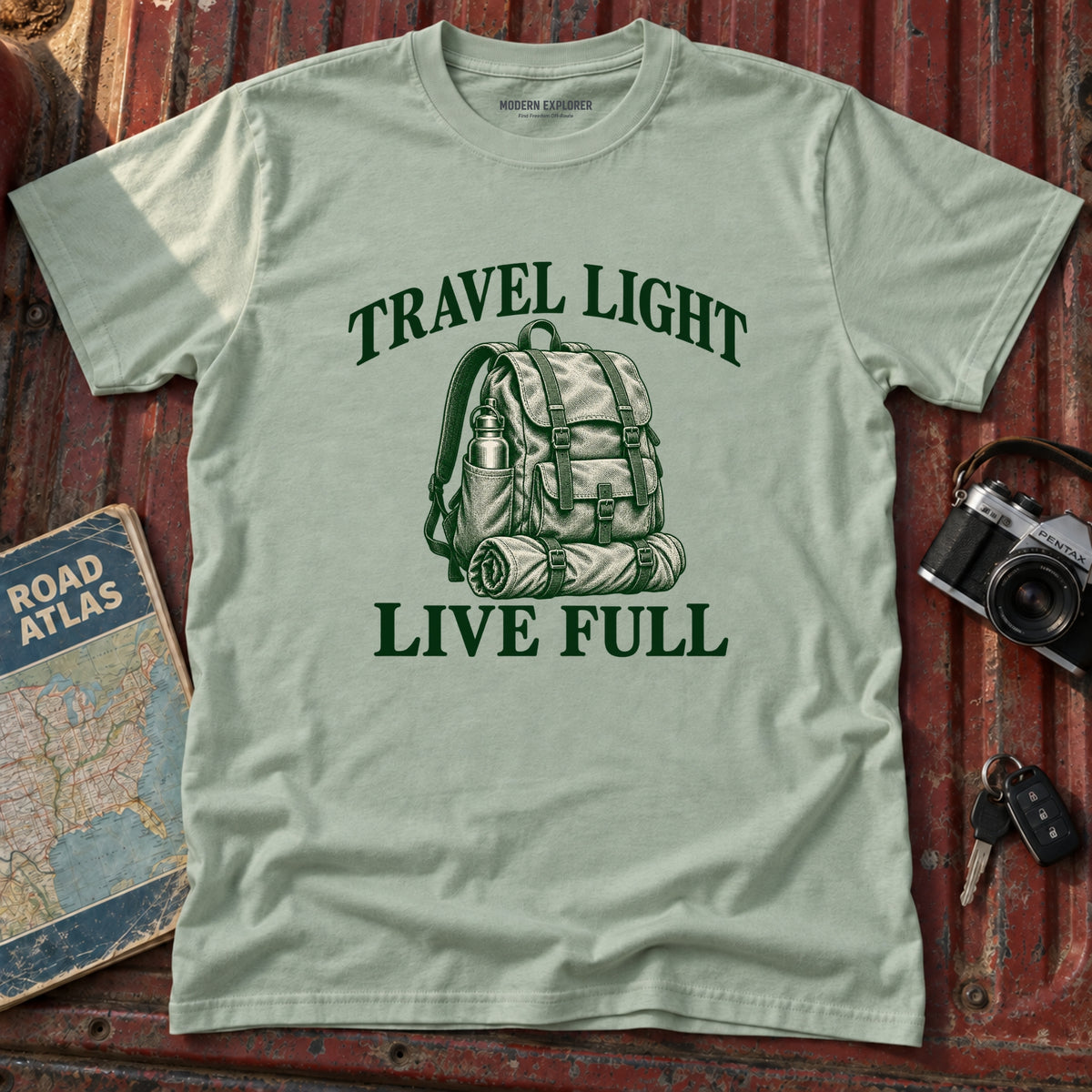 "Travel Light Live Full" Adventure Graphic Tee