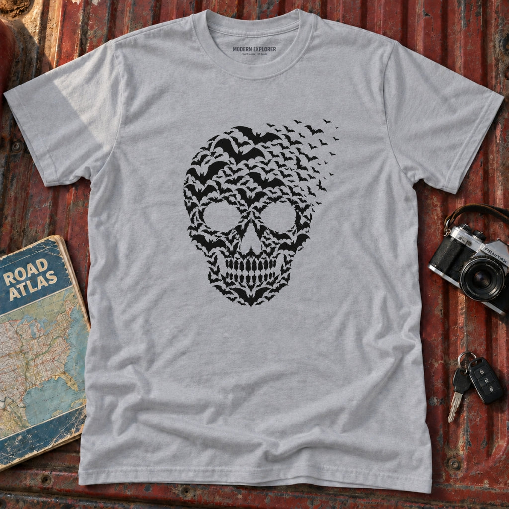 Midnight Swarm Skull Halloween Graphic Tee