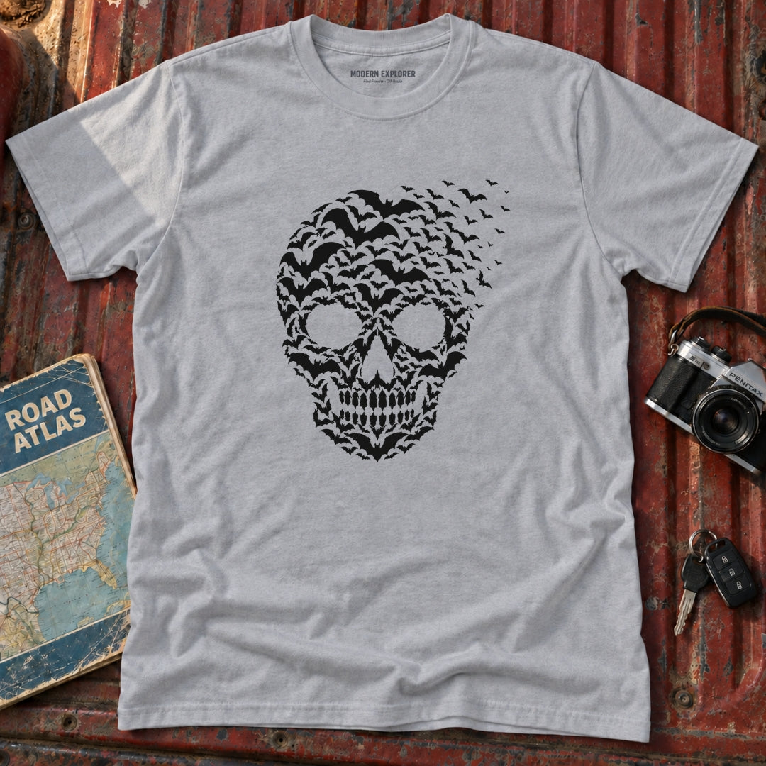 Midnight Swarm Skull Halloween Graphic Tee
