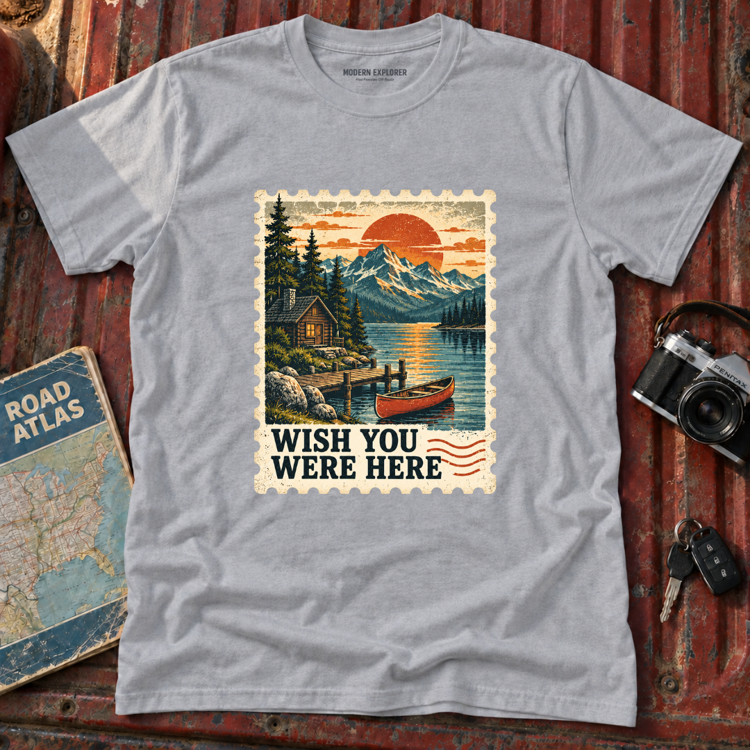 'Wish You Were Here' Vintage Postage Stamp Tee