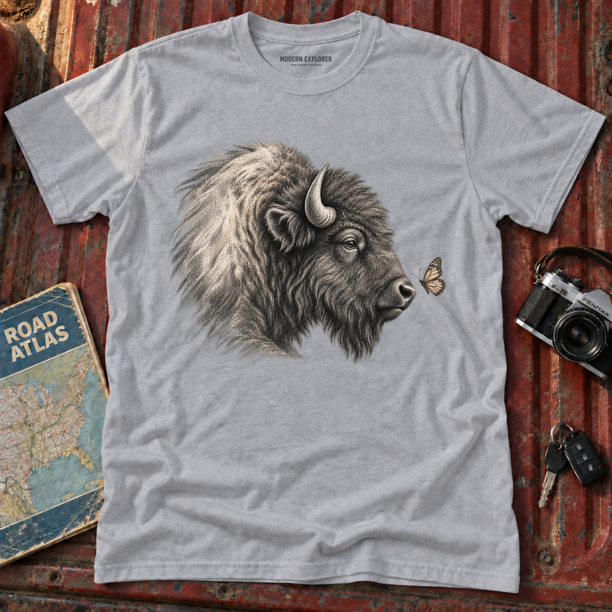 Buffalo Meets Butterfly Tee