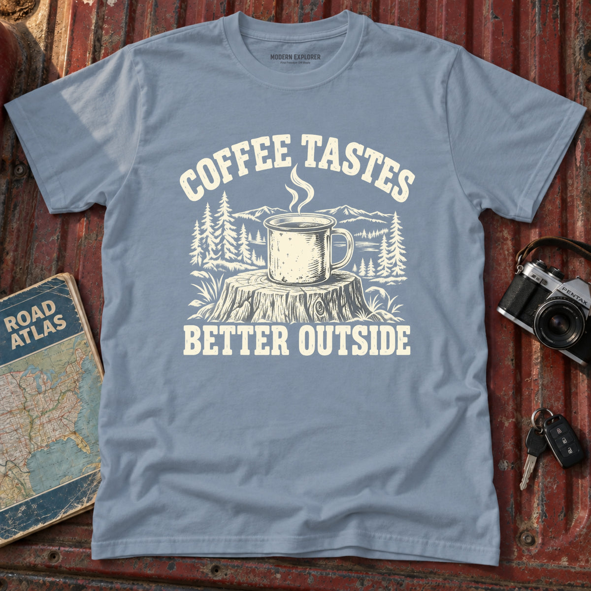 "Coffee Tastes Better Outside" Graphic Tee