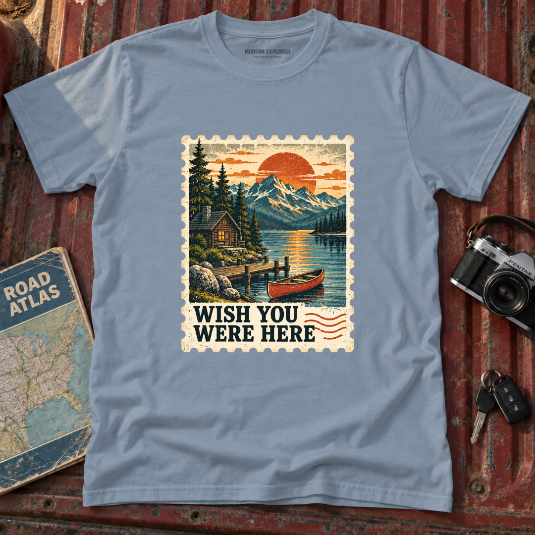 'Wish You Were Here' Vintage Postage Stamp Tee