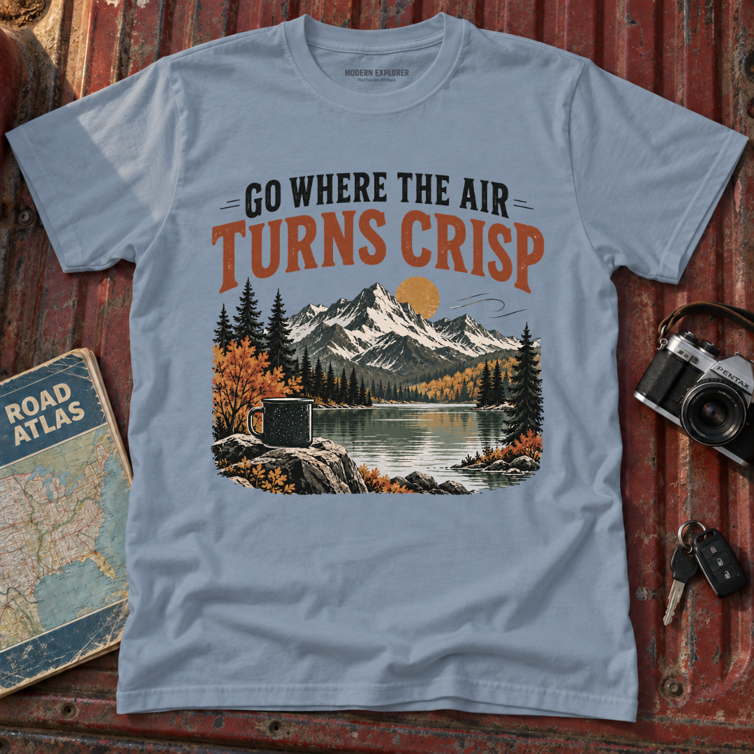 "Go Where the Air Turns Crisp" Vintage Mountain Tee