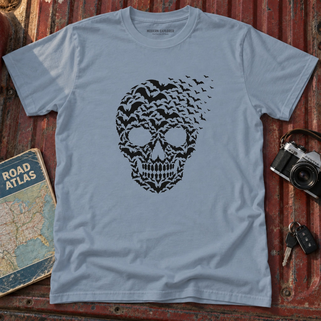 Midnight Swarm Skull Halloween Graphic Tee