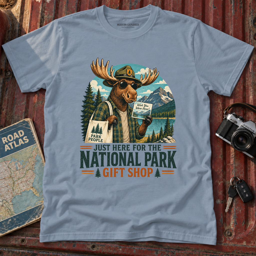 'Just Here for the Gift Shop' Moose Tee