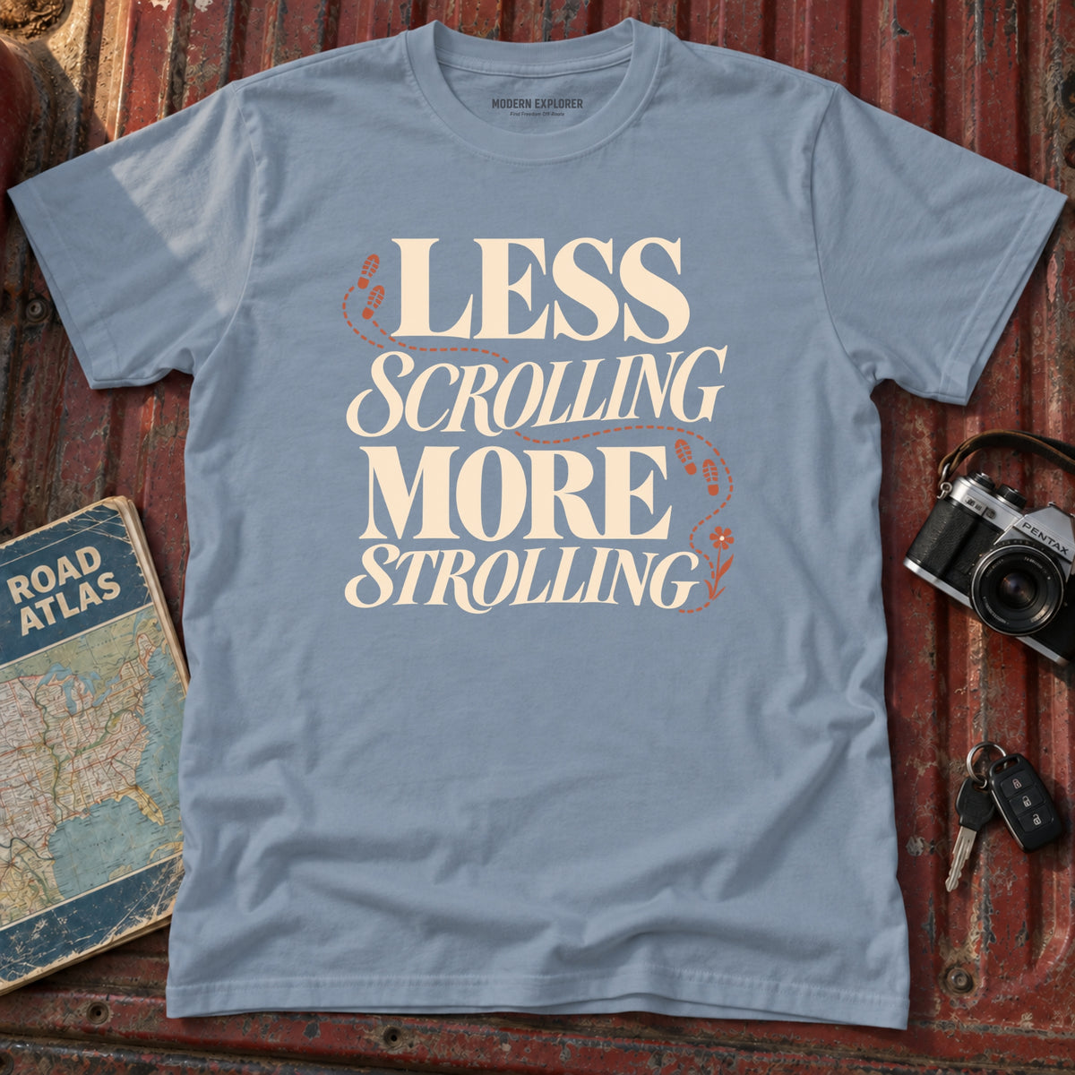 "Less Scrolling More Strolling" Graphic Tee