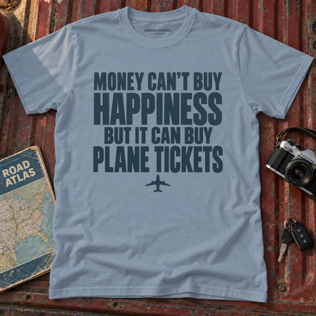 "Money Can't Buy Happiness but it Can Buy Plane Tickets" Graphic Tee