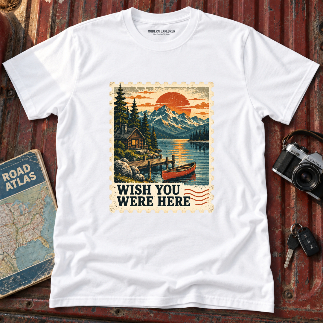 'Wish You Were Here' Vintage Postage Stamp Tee
