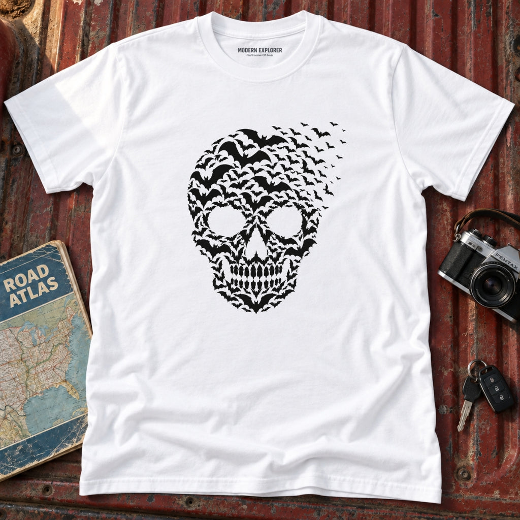 Midnight Swarm Skull Halloween Graphic Tee