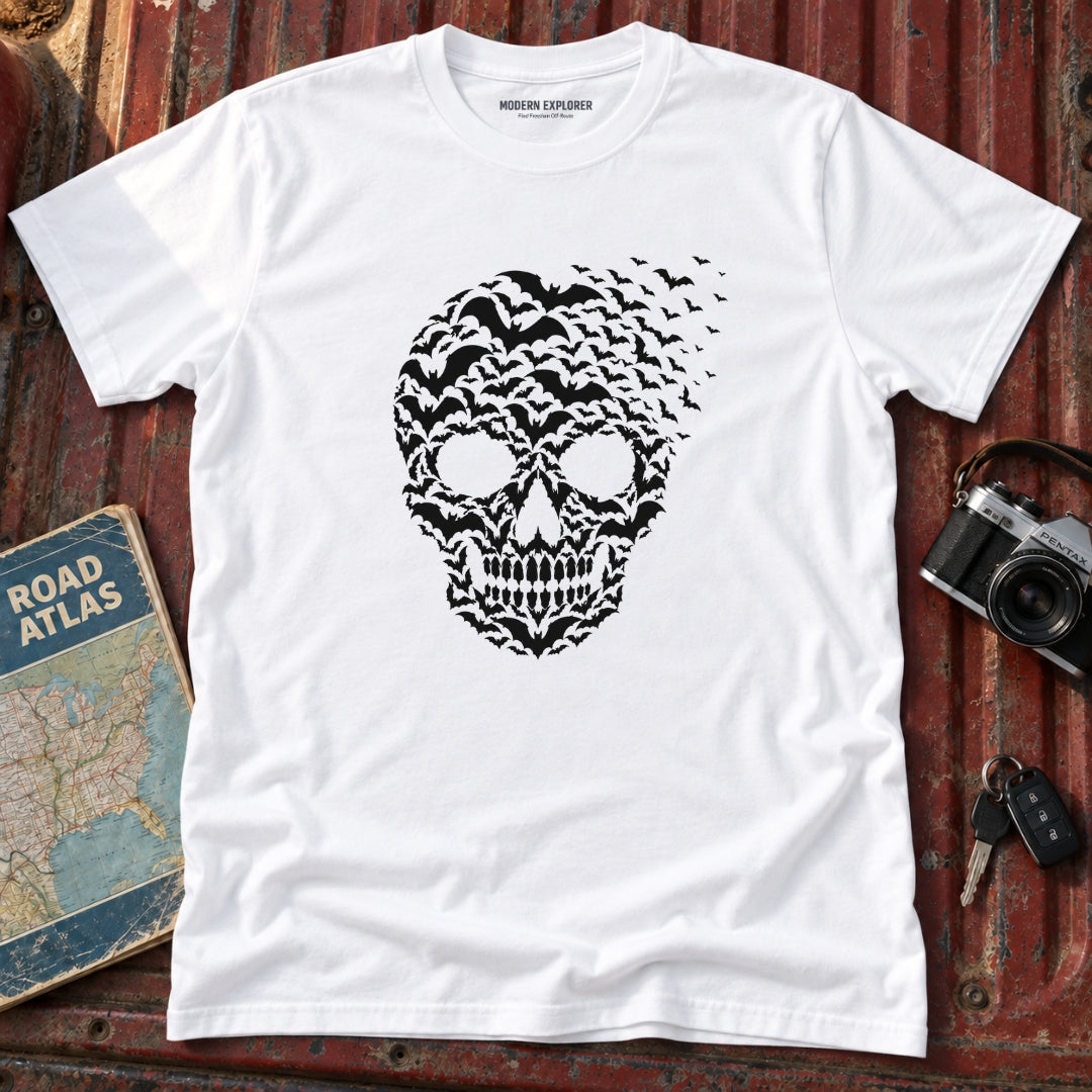 Midnight Swarm Skull Halloween Graphic Tee