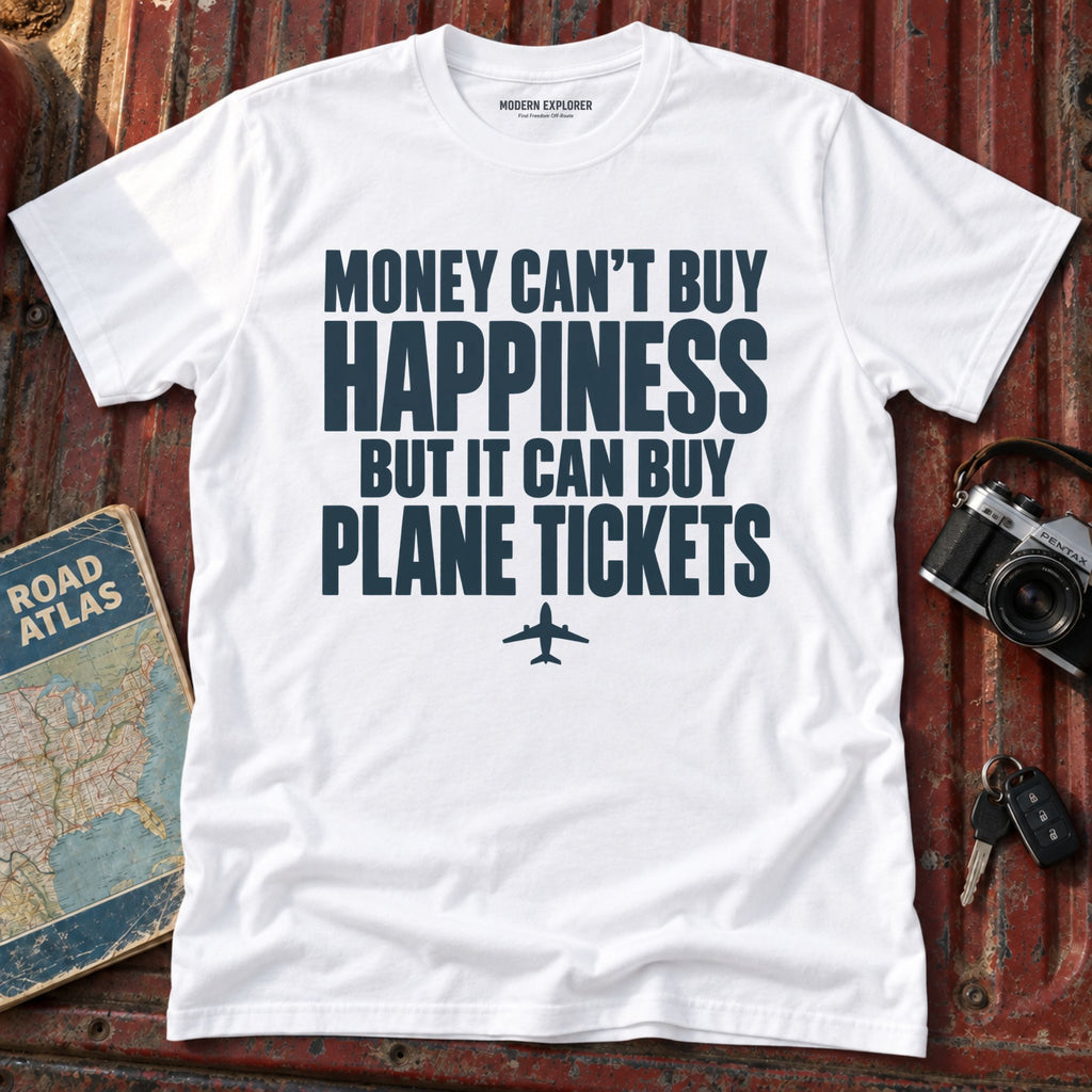 "Money Can't Buy Happiness but it Can Buy Plane Tickets" Graphic Tee