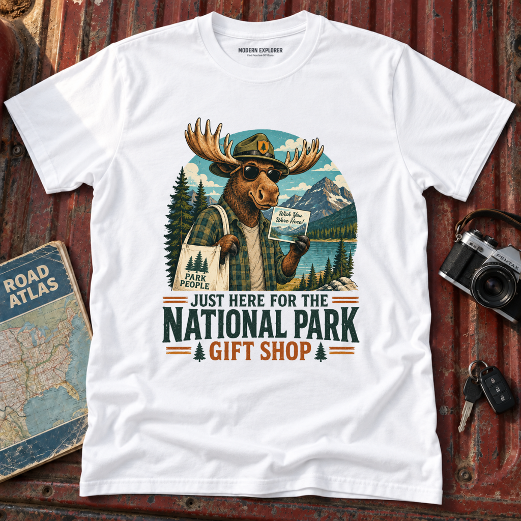 'Just Here for the Gift Shop' Moose Tee