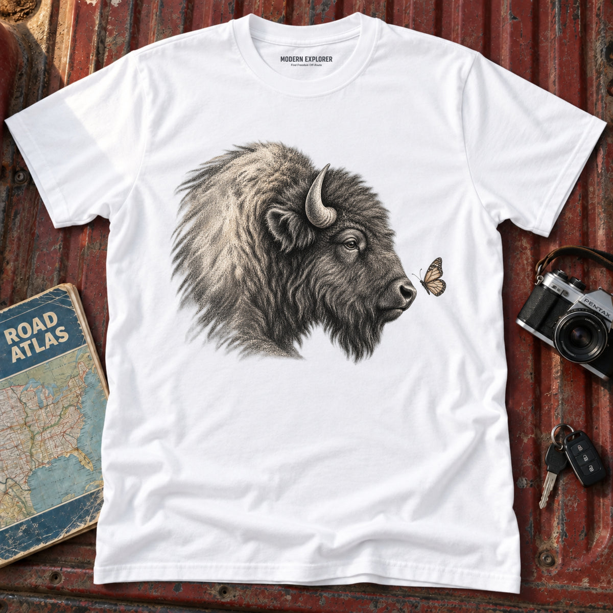Buffalo Meets Butterfly Tee