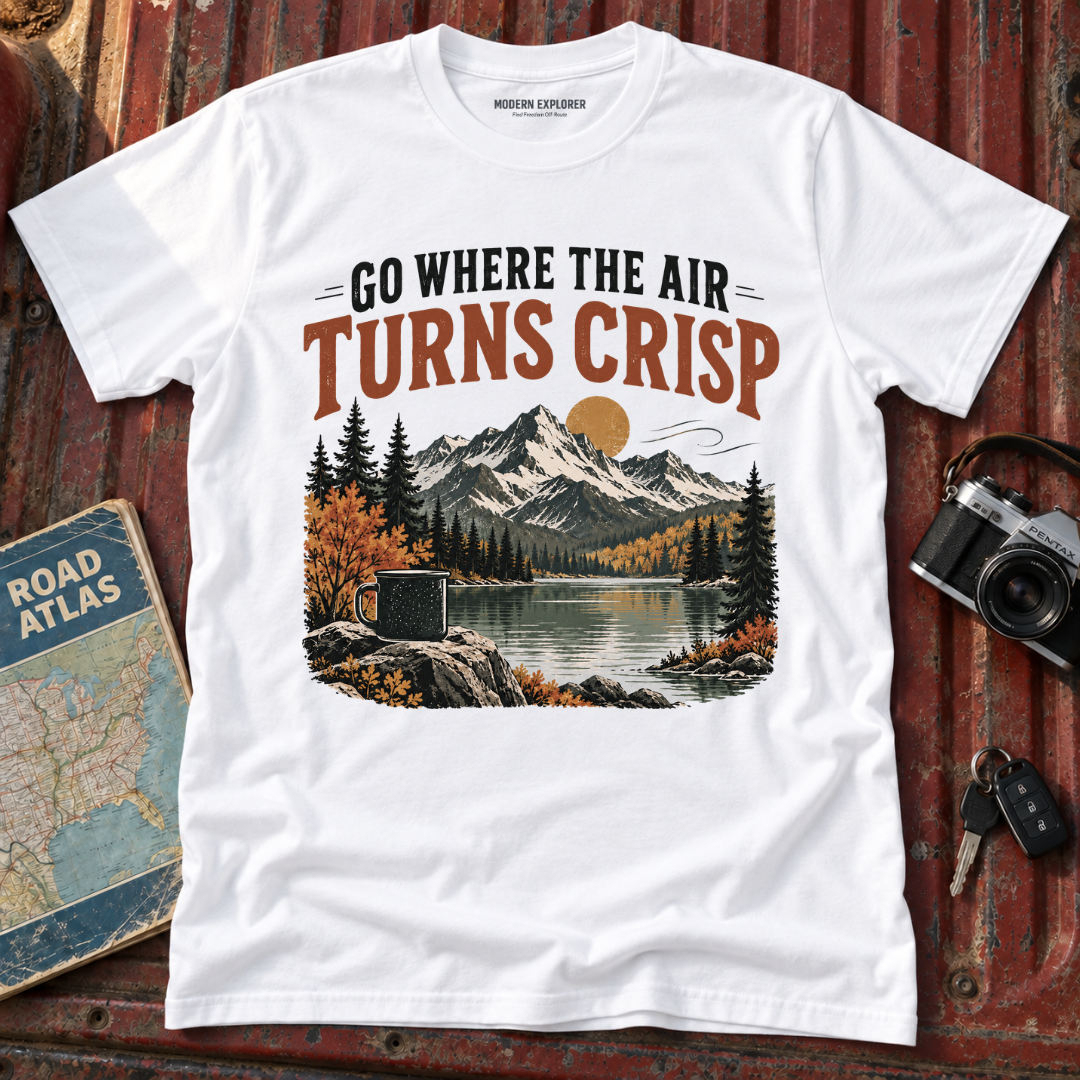 "Go Where the Air Turns Crisp" Vintage Mountain Tee